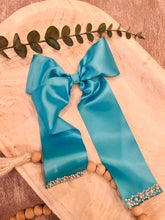 Load image into Gallery viewer, Blue Satin Bow
