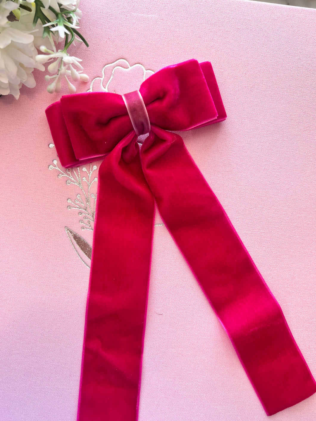 Dark Pink Velvet Bow