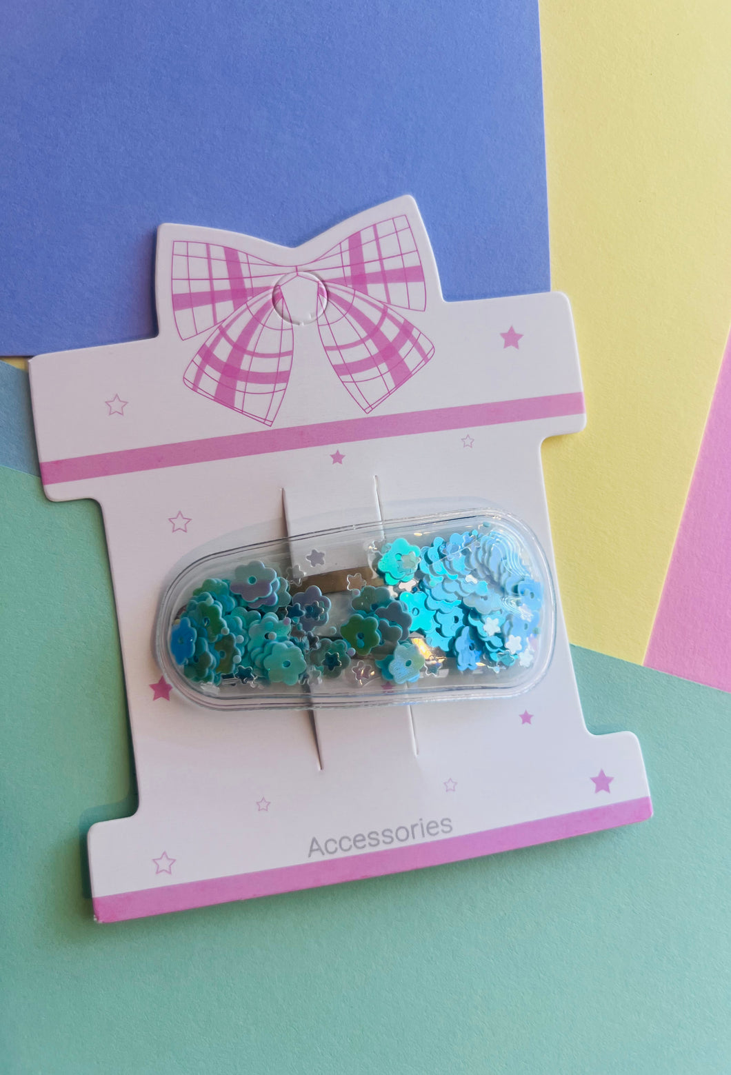 Transparent hair clips with PVC Sequins green