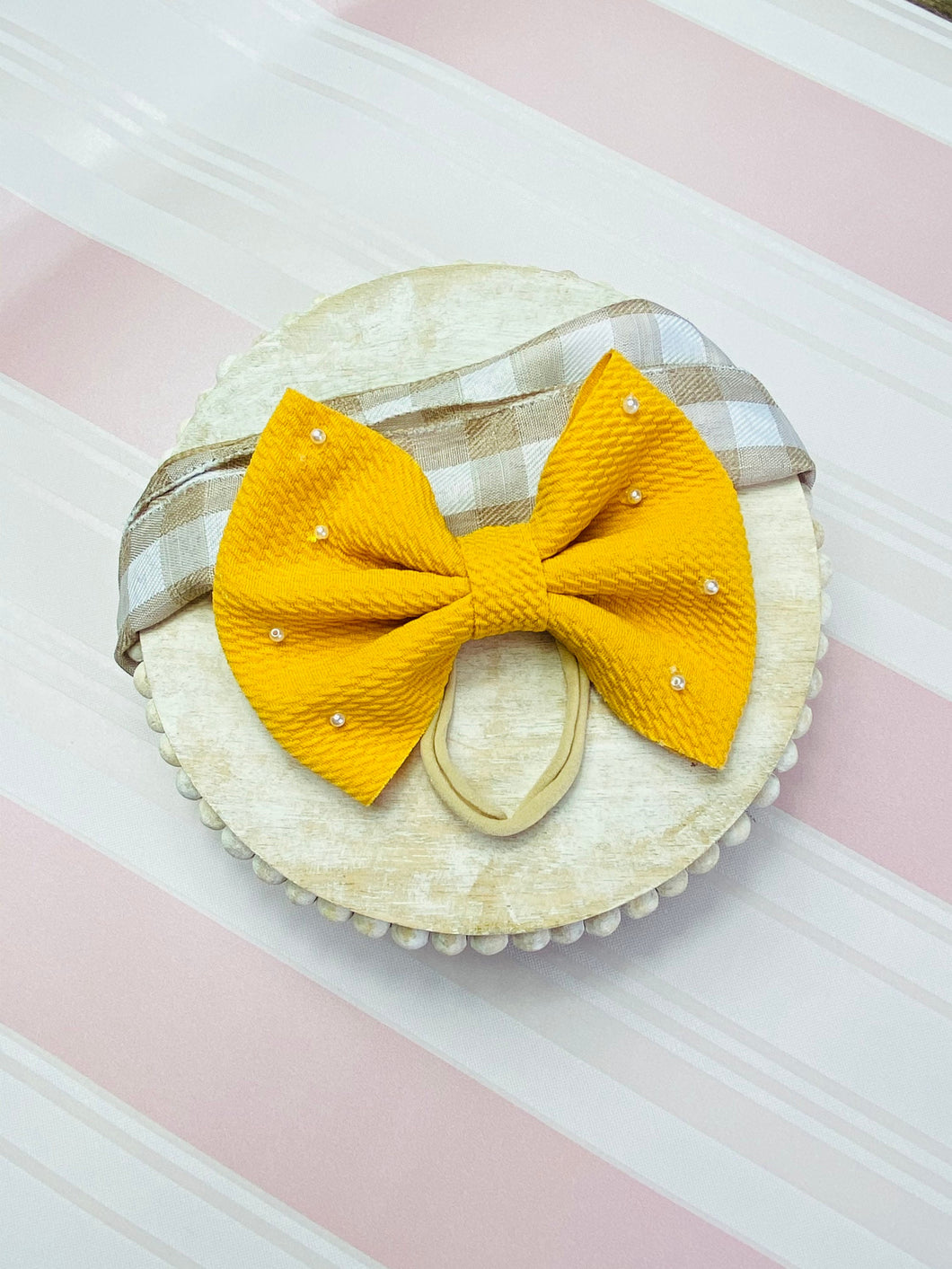 Yellow Headband, yellow bow, fall bow, fall hair clip, fall hair accessory, girl fall bow, girls fall bow, birthday bow, birthday hair