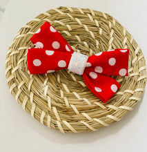 Load image into Gallery viewer, girls Minnie Mouse hair bows, red bows. girls red hair bows,back to school bows, polka dot bows
