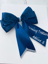 Load image into Gallery viewer, Navy blue bow, elegant bow, school bow, custom bow, fall bow
