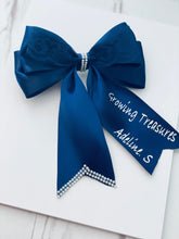 Load image into Gallery viewer, Navy blue bow, elegant bow, school bow, custom bow, fall bow
