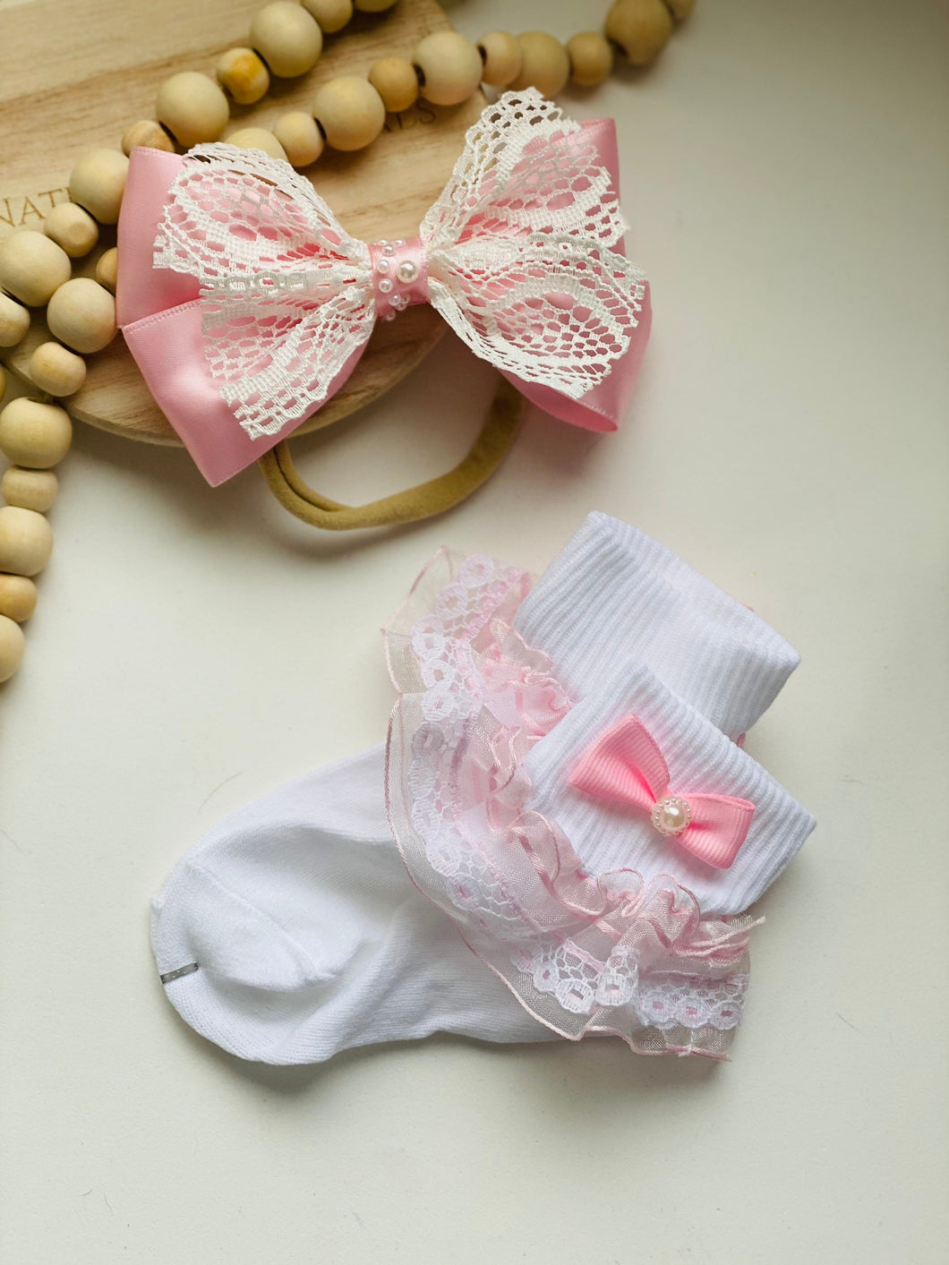 Baby girl Bow and socks set outfits , baby girl birthday bow and sock set, pink baby girl bow, girls set, pink girl hair accessory