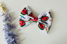 Load image into Gallery viewer, Cocomelon bow, cocomelon bow headband, cocomelon headband bow, cocomelon bows, birthday bow, birthday cocomelon bow
