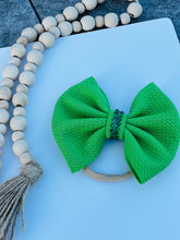 Load image into Gallery viewer, girls hair bows,  baby girl green headband, green hair bows
