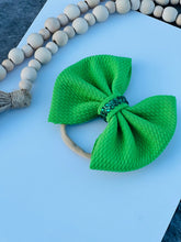 Load image into Gallery viewer, girls hair bows,  baby girl green headband, green hair bows
