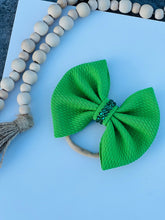 Load image into Gallery viewer, girls hair bows,  baby girl green headband, green hair bows
