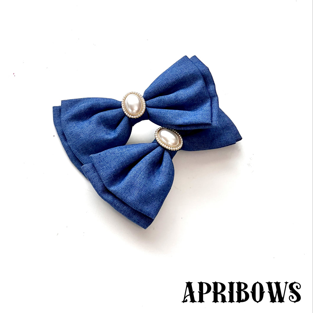 Light Denim Bow 5”