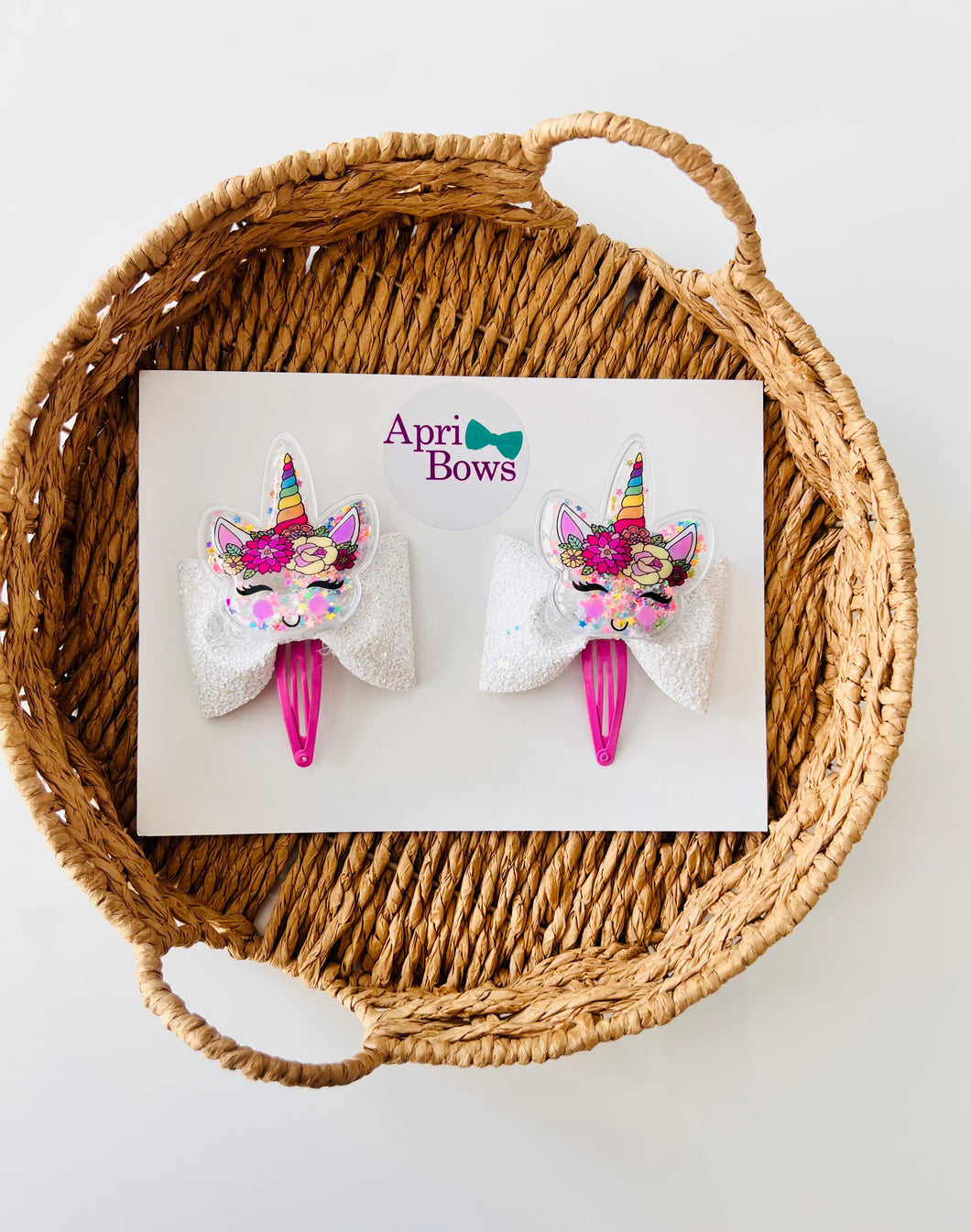 Pink unicorn hair clip set