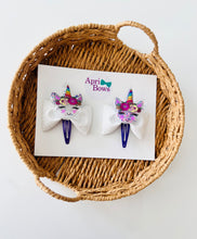 Load image into Gallery viewer, Purple unicorn hair clip set
