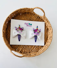 Load image into Gallery viewer, Purple unicorn hair clip set
