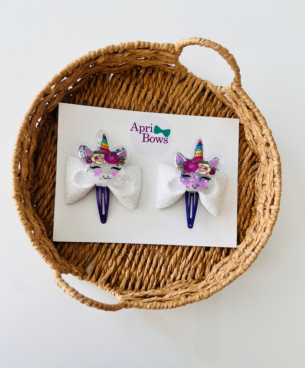 Purple unicorn hair clip set